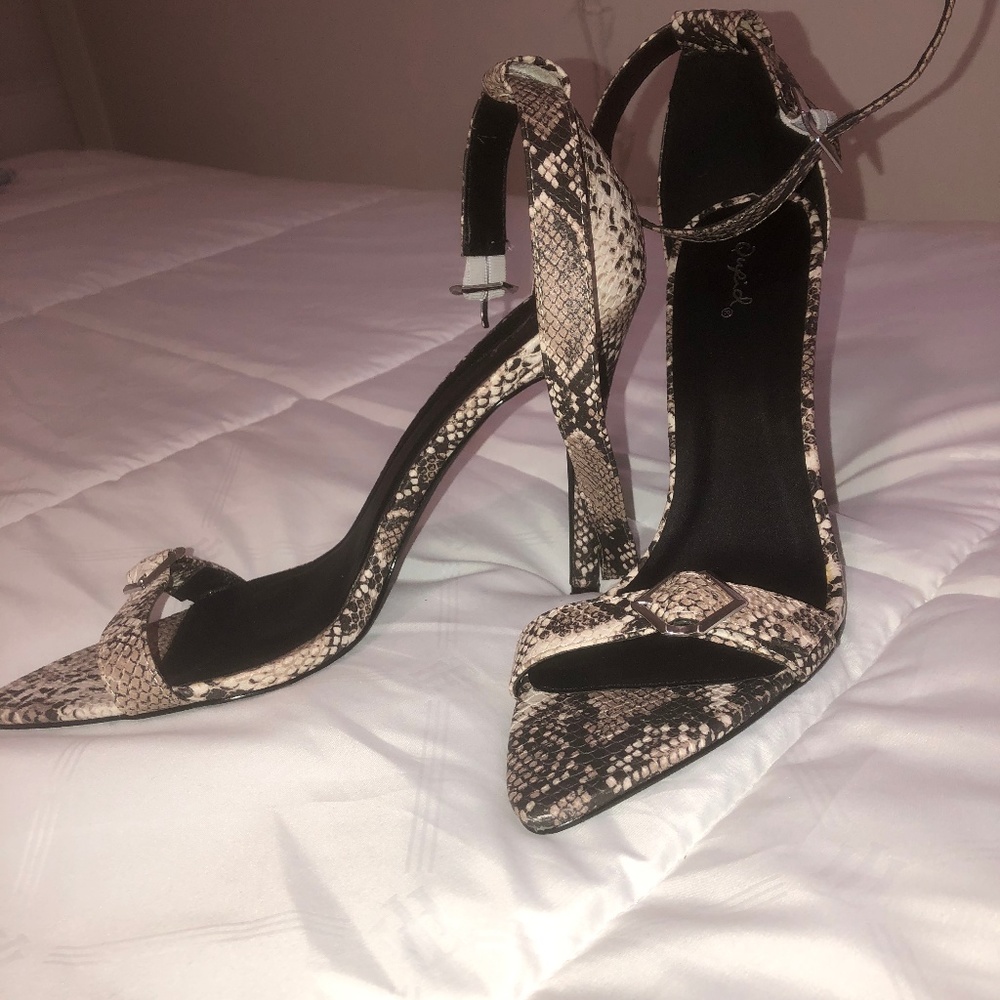 Snake Print Strap Heels